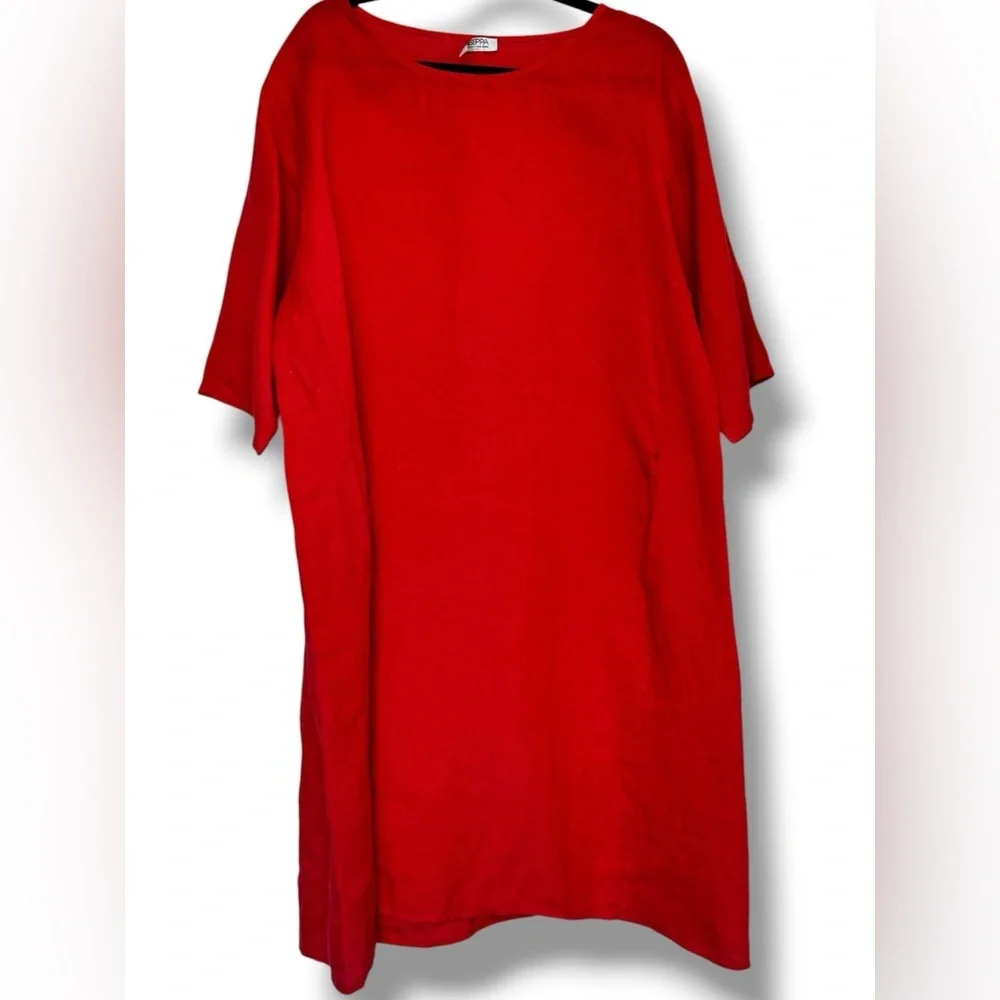 Giuseppa Collection Made in Italy 100% Linen Dress Red XL/1X Oversized